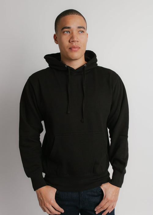 101 Adult Comfort Hoodie Black Front Full View