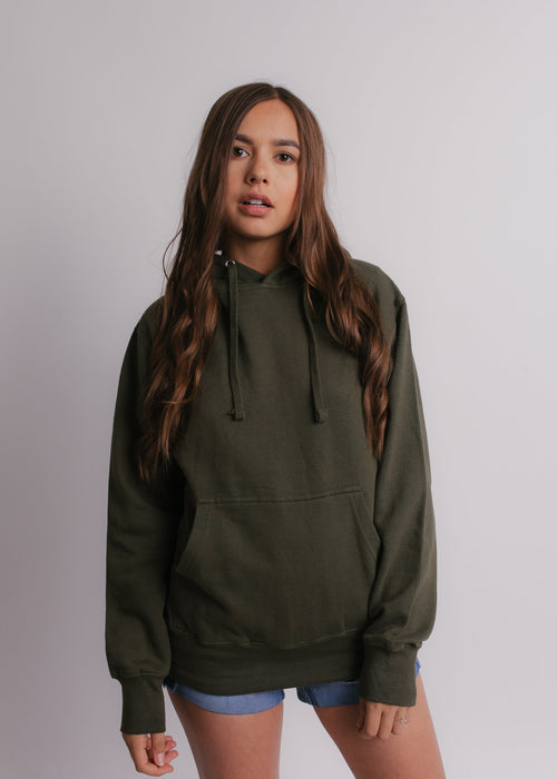 101 Adult Comfort Hoodie Military Green Front Full View