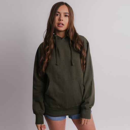 101 Adult Comfort Hoodie Military Green Front Full View