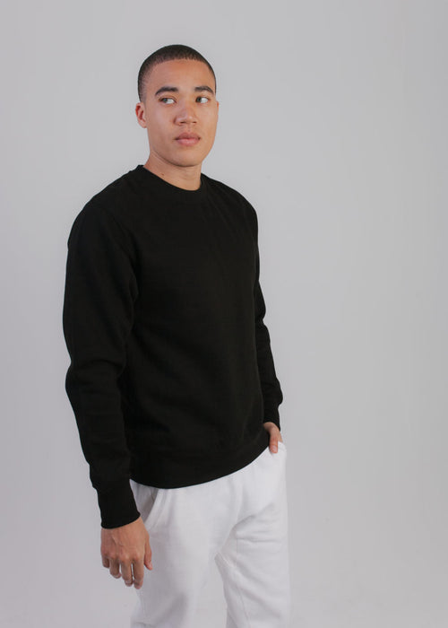 103 Adult Comfort Crew Sweatshirt Black Angled Side Full View