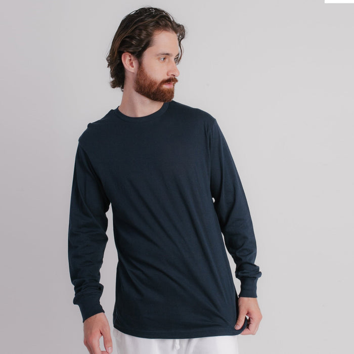 1401 Men Long Sleeve T Shirt Navy Front Full View