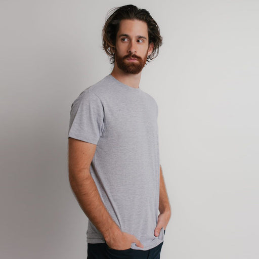 402 Premium T Shirt Heather Grey Angled Side View