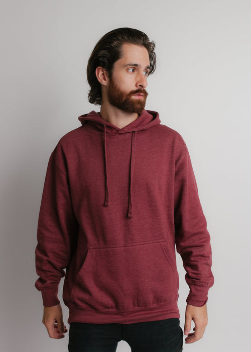 101 Adult Comfort Hoodie Burgundy Heather Front Full View