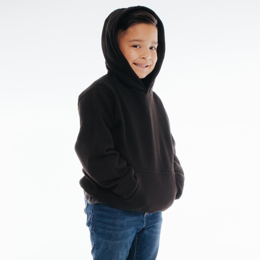 301 Youth Pullover Hoodie Black Angled Side View