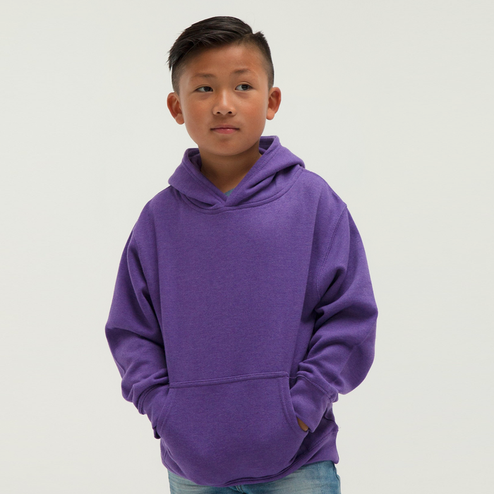 301 Youth Pullover Hoodie Purple Heather Front View