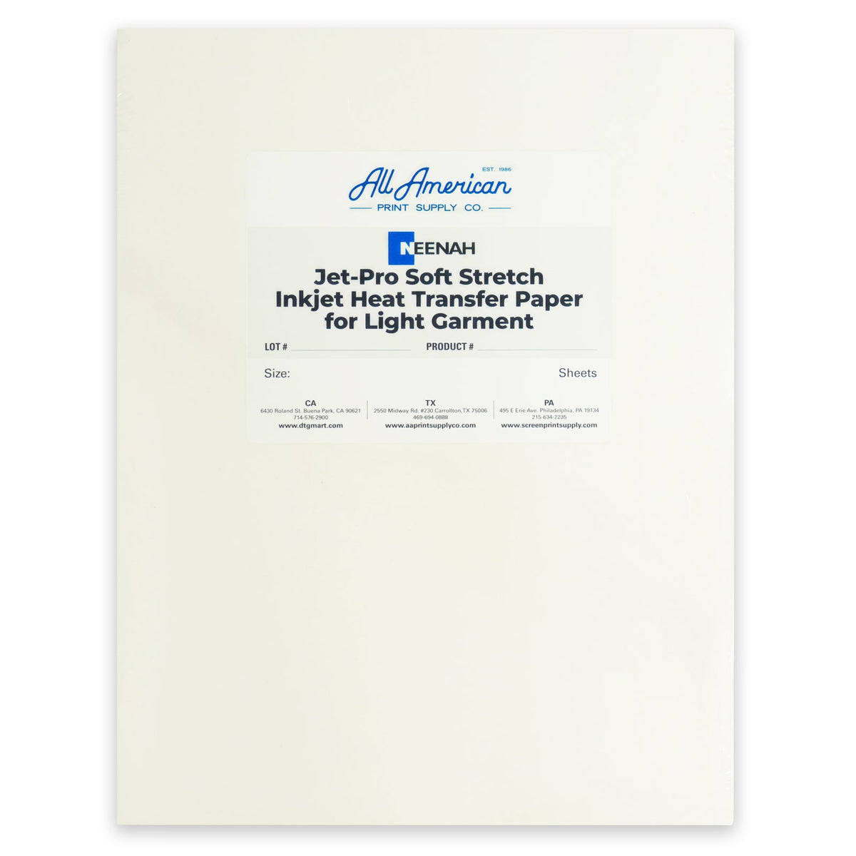 JET-PRO Soft Stretch InkJet Transfer Paper - 11 x 17